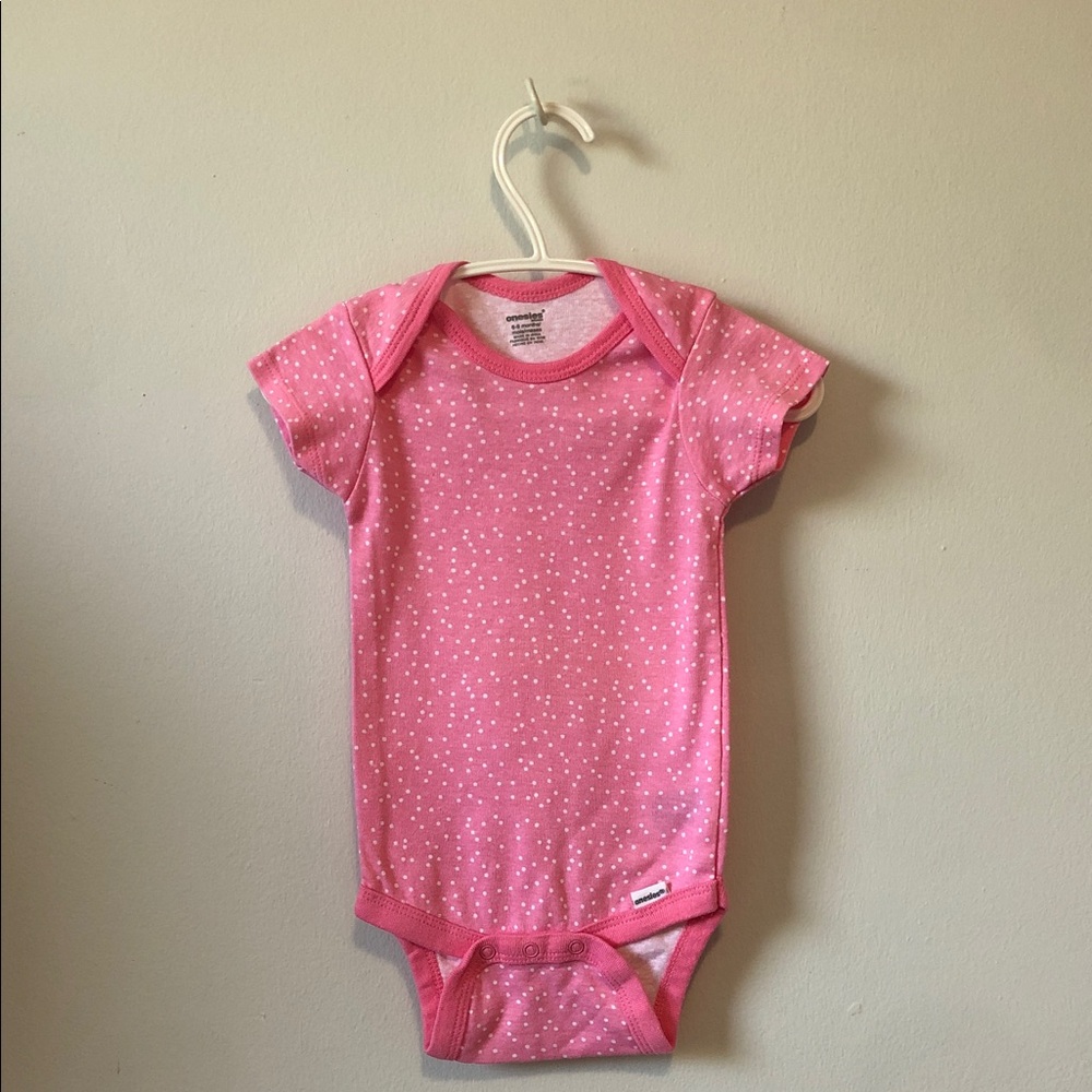 Soft Pink Star Dot Short-Sleeve Baby Bodysuit